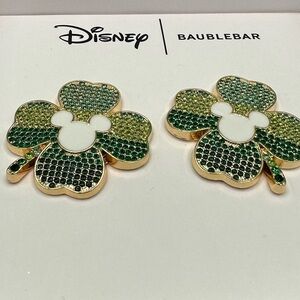 BaubleBar x Disney Mickey Mouse Shamrock green stone earrings NIB